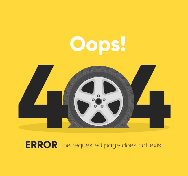 创意404错误页面漏气的车轮胎矢量图素材中国网精选