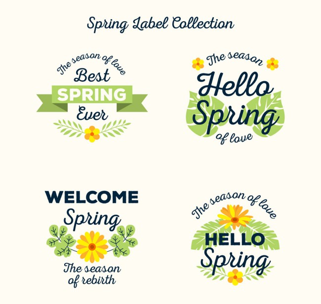 4款创意春季黄色花卉标签矢量图素材普贤居素材网精选