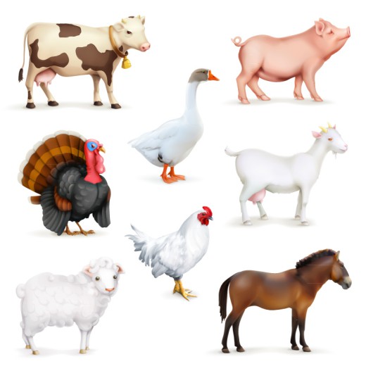 8款家畜与家禽设计矢量素材普贤居素材网精选