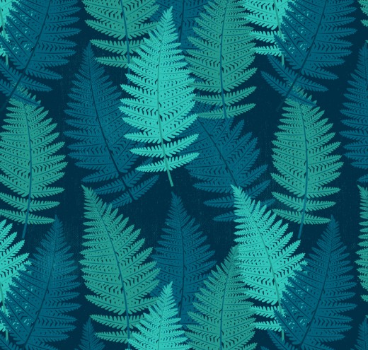 创意蓝绿色蕨类叶子无缝背景矢量素材16设计网精选