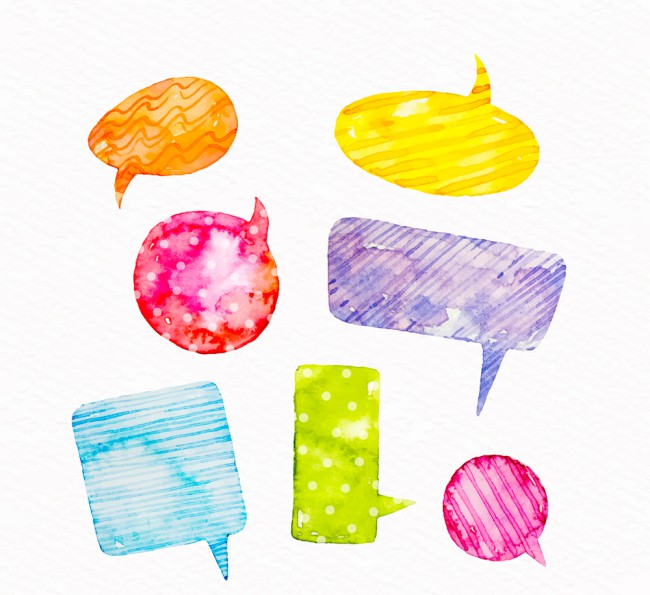 7款水彩绘花纹语言气泡矢量图普贤居素材网精选