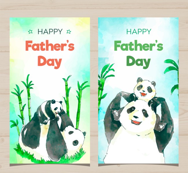 2款手绘父亲节熊猫banner矢量图素材中国网精选
