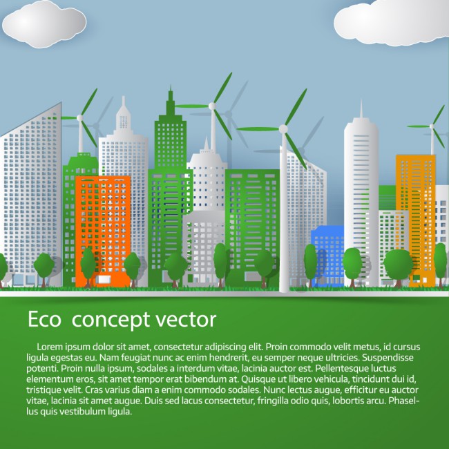 ECO绿色城市建筑群矢量素材16素材网精选