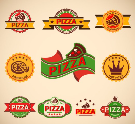 10款鲜艳披萨标签矢量素材素材中国网精选