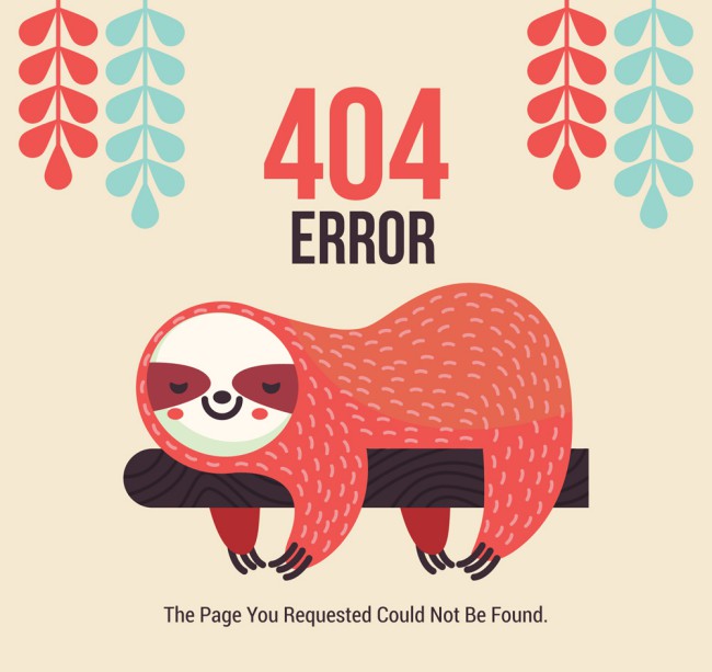 创意404错误页面趴在树干上的树懒矢量素材16设计网精选