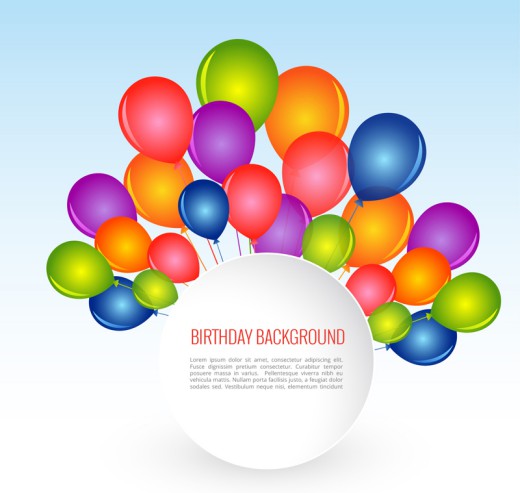 缤纷彩色生日气球矢量图16设计网精