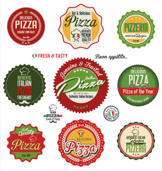 13款彩色披萨标签设计矢量素材16设