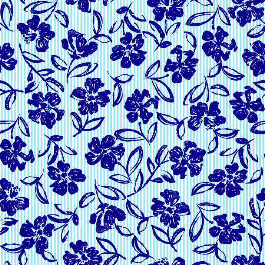 手绘蓝色花卉无缝背景矢量图16图库网精选