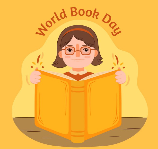 世界图书日读书的女孩矢量素材16图库网精选