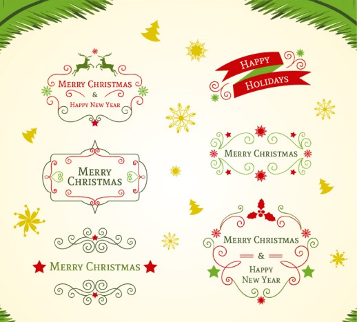 6款圣诞艺术字标签矢量素材16设计网精选