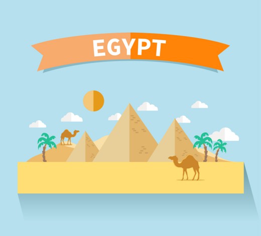 创意埃及沙漠金字塔矢量图普贤居素