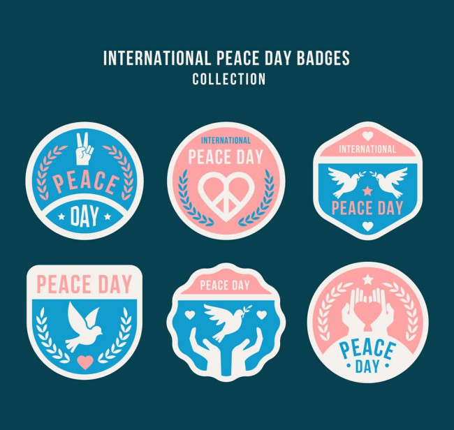 6款彩色国际和平日标签矢量素材16图库网精选