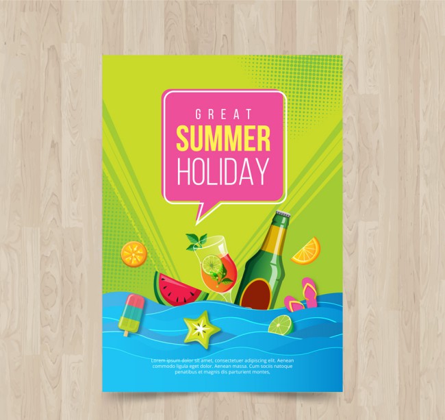 彩色夏季食物假期传单矢量素材16图库网精选