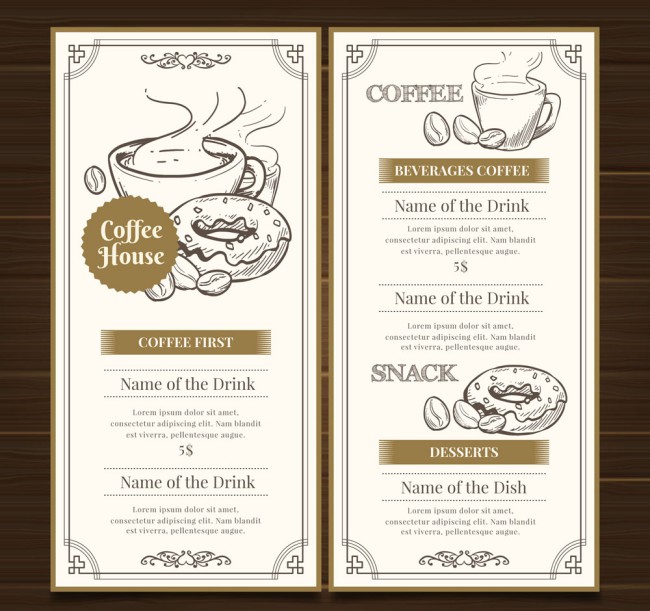 手绘咖啡屋菜单设计矢量素材16图库网精选