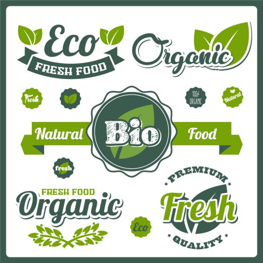 创意绿色食品标签矢量素材16素材网