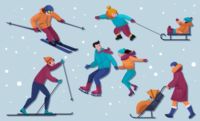 7款冬季滑雪人物设计矢量素材16设