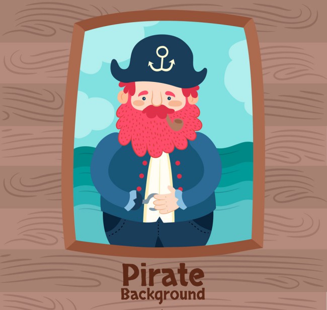 卡通海盗船船长设计矢量素材素材天下精选