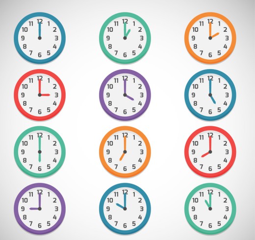 12款彩色时钟设计矢量素材16图库网精选
