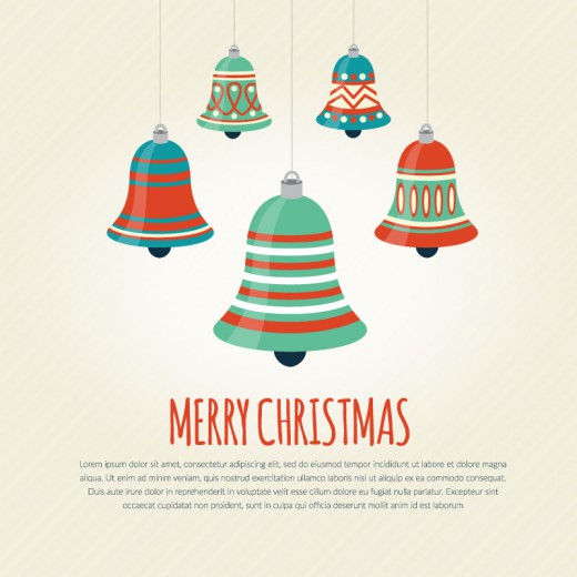 卡通圣诞铃铛装饰背景矢量素材16设计网精选