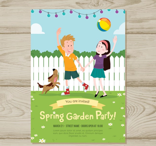 创意玩耍儿童花园派对传单矢量素材16图库网精选