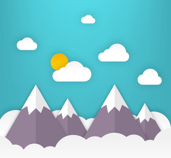 创意云中的雪山风景剪贴画矢量素材16图库网精选