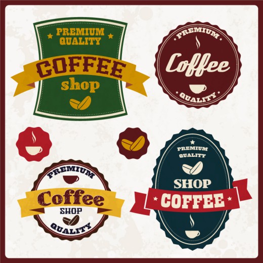 4款彩色咖啡标签矢量素材16图库网精选