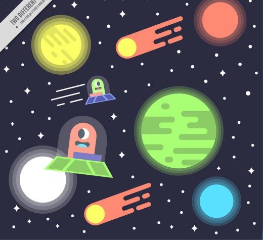 可爱太空外星人插画矢量素材16设计网精选