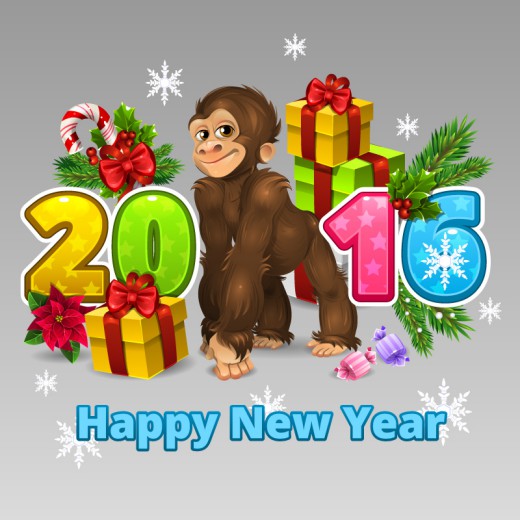 2016年可爱猴子贺卡矢量图16图库网精选