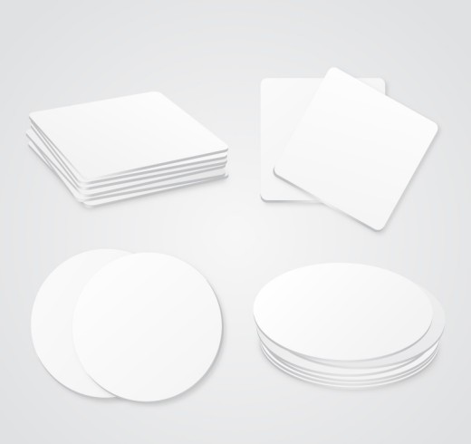 4款白色杯垫元素矢量素材素材中国