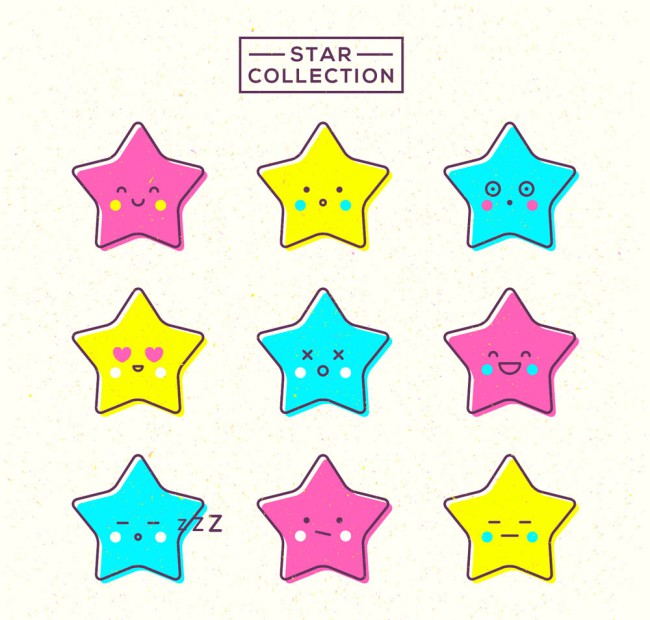 9款可爱彩色星星矢量素材16设计网精选