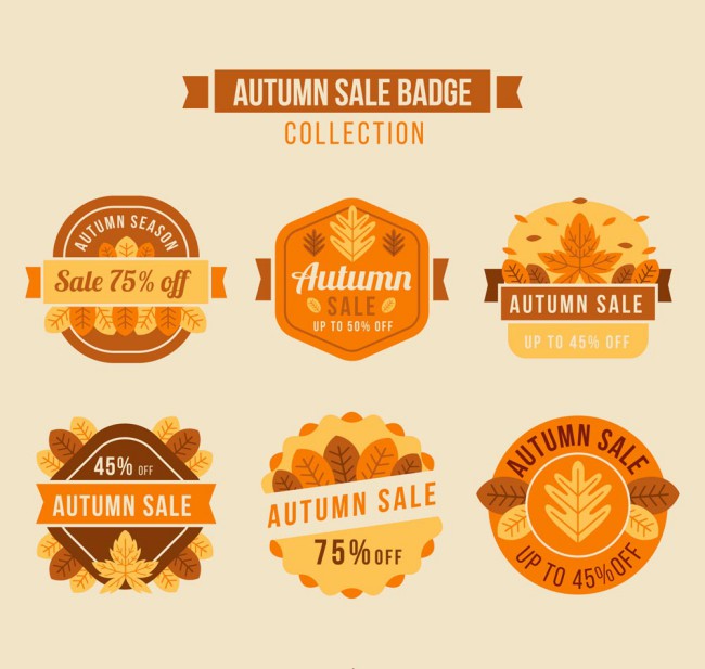 6款橙色秋季促销标签矢量素材16素材网精选