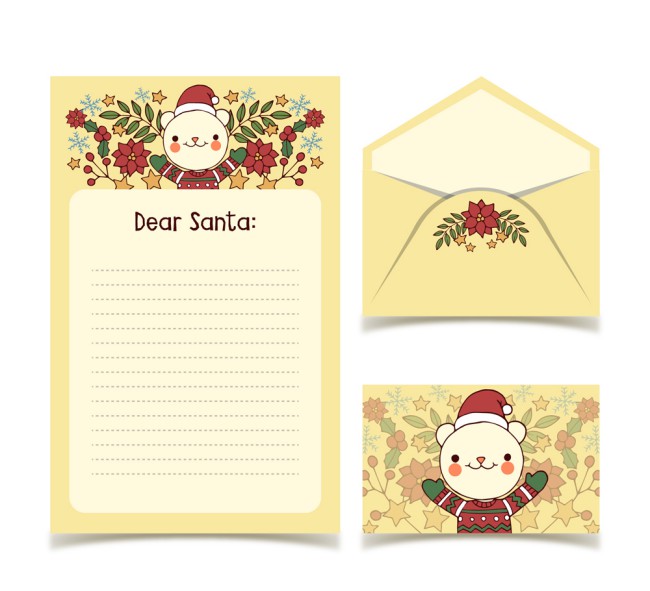 可爱北极熊圣诞节信纸和信封矢量图16图库网精选