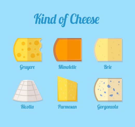 6种扁平化奶酪设计矢量素材素材中
