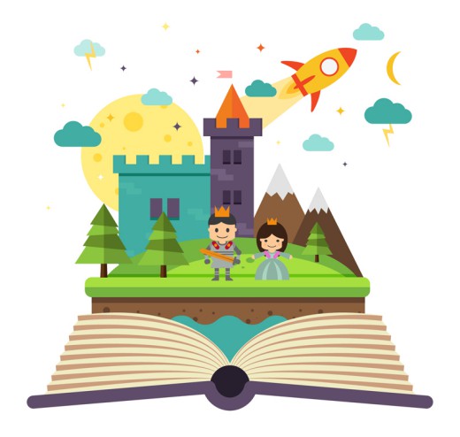 打开书本中的童话世界矢量素材16图库网精选