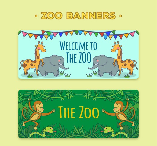 2款卡通动物园banners矢量素材素材