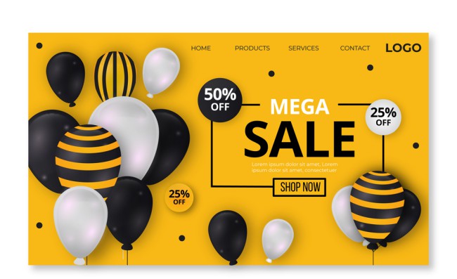 创意气球促销网站登陆界面矢量图素材中国网精选