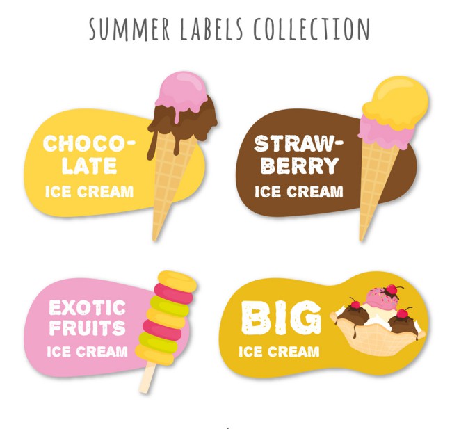 4款彩色夏季雪糕标签矢量图16素材网精选
