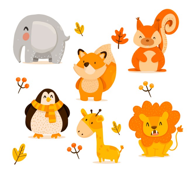 6款可爱秋季动物设计矢量素材16图库网精选