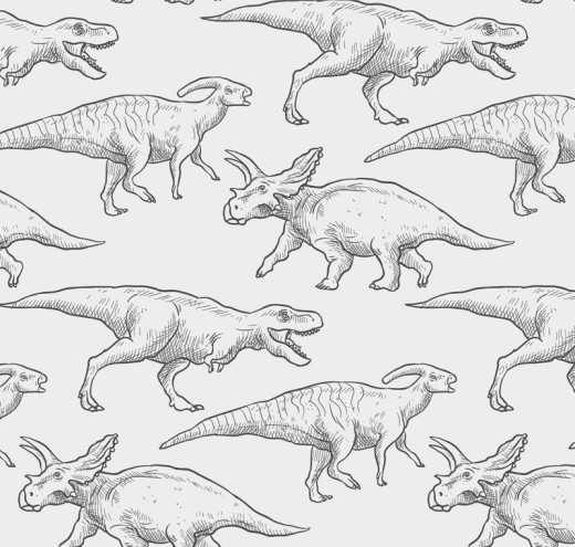 手绘恐龙无缝背景矢量素材16图库网精选