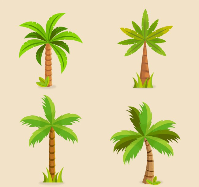 4款绿色棕榈树设计矢量图16图库网精选