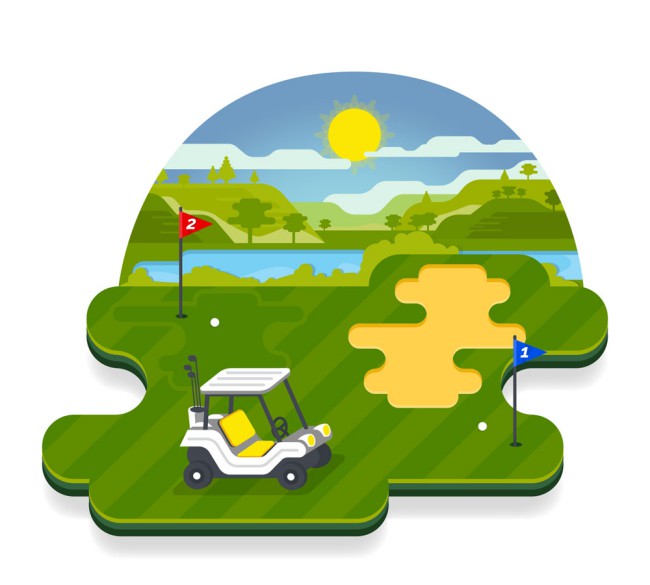 创意高尔夫球场风景矢量素材16素材网精选