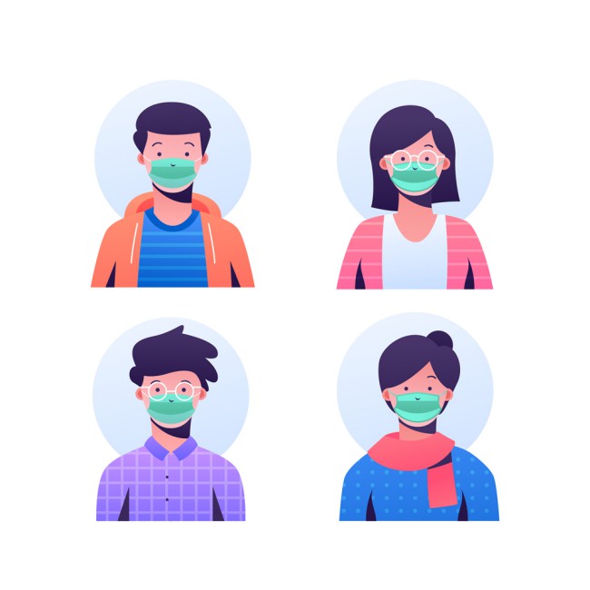 4款创意戴口罩人物头像矢量素材素材中国网精选