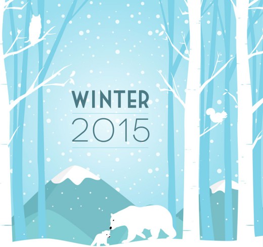 2015年卡通冬季北极熊矢量图16图库