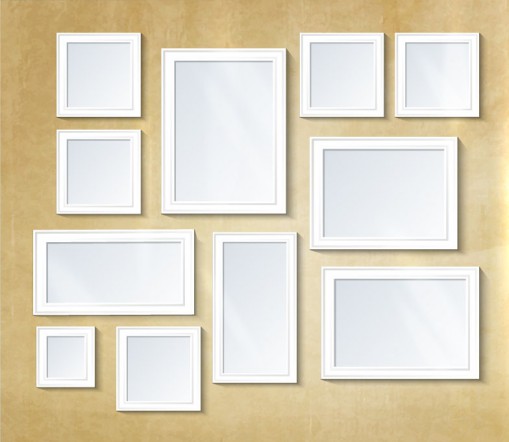 白色相框照片墙矢量素材16素材网精选