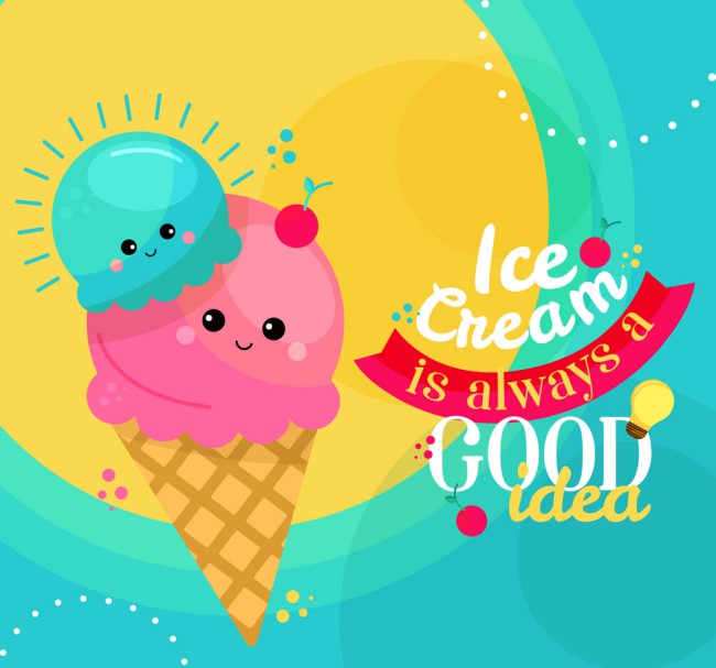 可爱表情甜筒冰淇淋矢量素材素材中国网精选