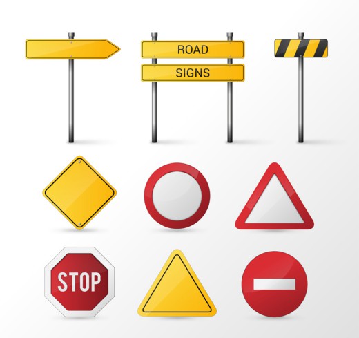 9款空白交通警示牌矢量图素材中国