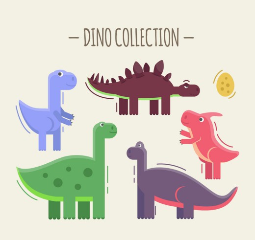 5款彩色恐龙和恐龙蛋设计矢量素材普贤居素材网精选