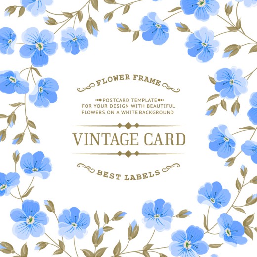 蓝色花卉装饰卡片设计矢量素材16图库网精选