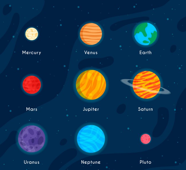 创意太阳系八大行星设计矢量素材普贤居素材网精选