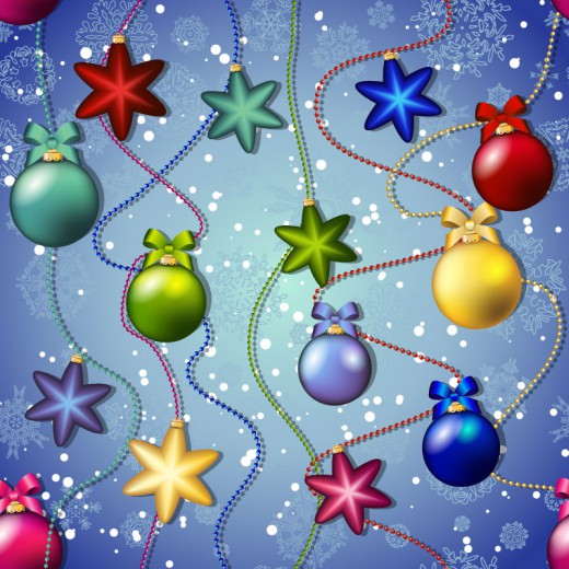 彩色圣诞吊球无缝背景矢量素材16设计网精选